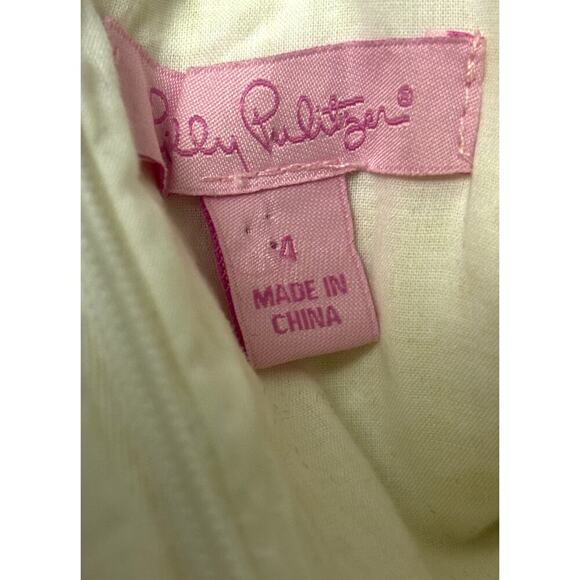 Lilly Pulitzer Rare Annabelle Halter Top Cotton Yellow White Embroidered 44 - Picture 6 of 6